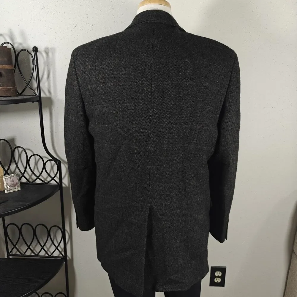 Boat House Row Men's Tweed Sport Coat Blazer Two Button Lambs‎ Wool Size 44L